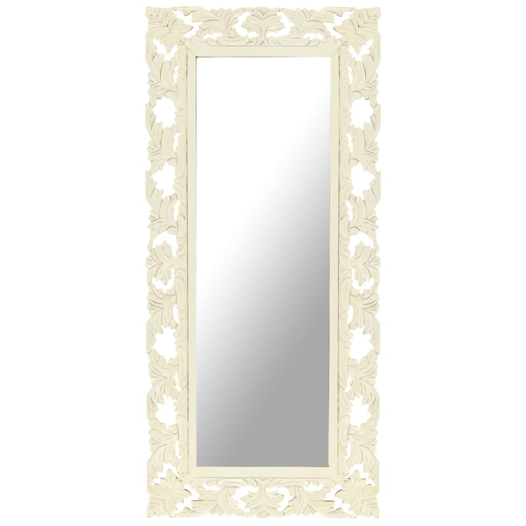 Vidaxl Mirror Hand -Cut 110x50 cm Mango Solid Wood White