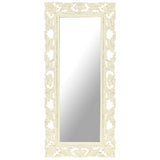 Vidaxx miroir sculpté à la main 110x50 cm bois de manguier massif blanc