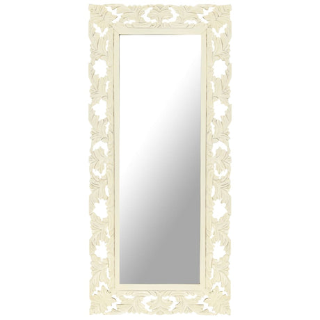 Vidaxx miroir sculpté à la main 110x50 cm bois de manguier massif blanc