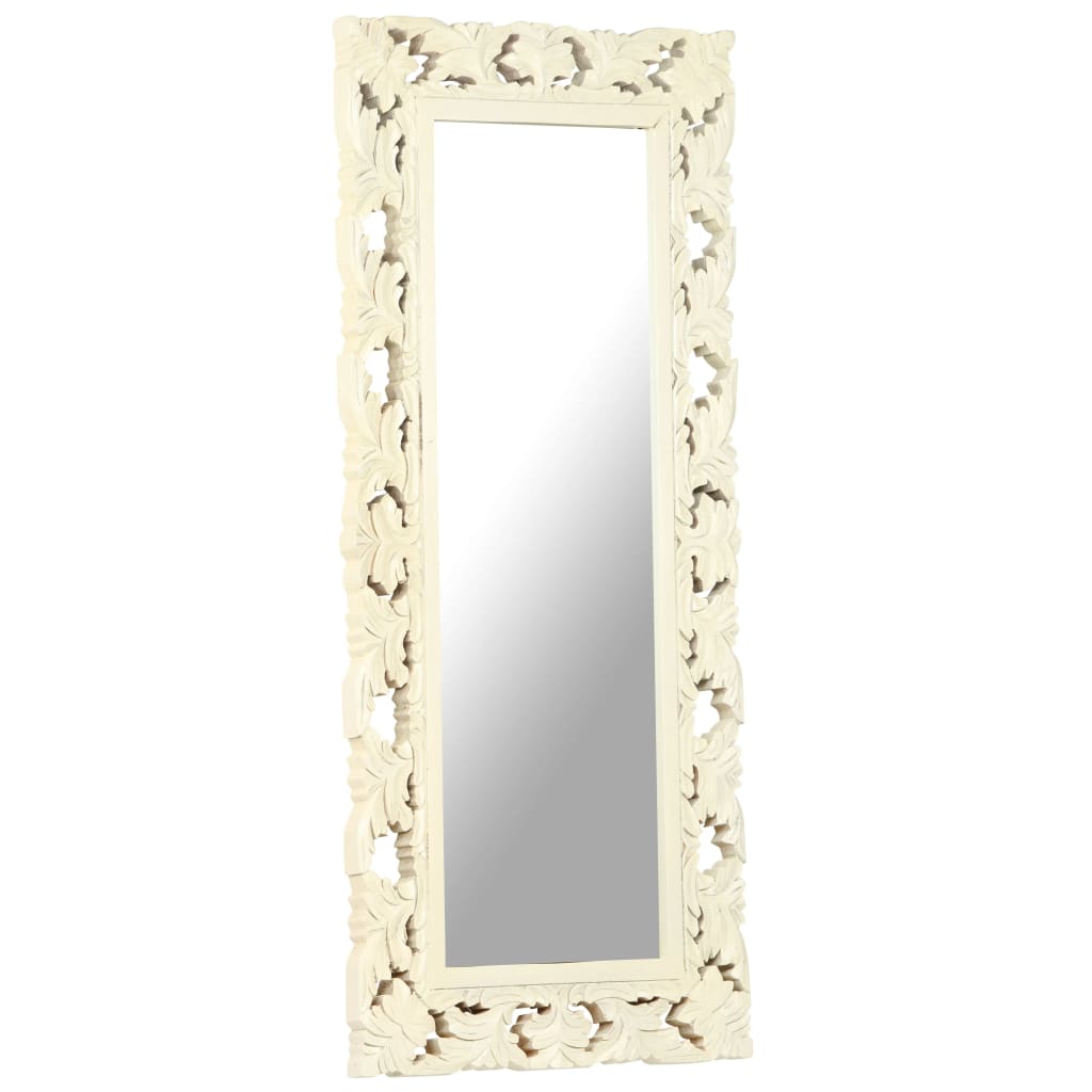 Vidaxx miroir sculpté à la main 110x50 cm bois de manguier massif blanc