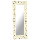 Vidaxx miroir sculpté à la main 110x50 cm bois de manguier massif blanc