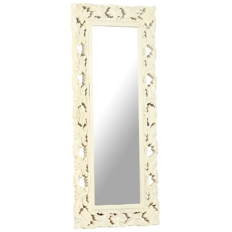 Vidaxx miroir sculpté à la main 110x50 cm bois de manguier massif blanc