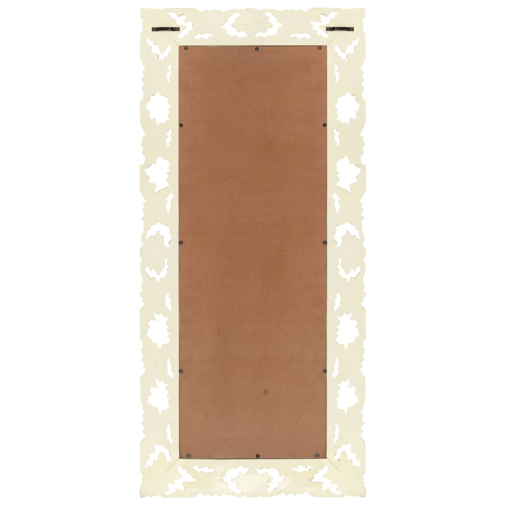 Vidaxx miroir sculpté à la main 110x50 cm bois de manguier massif blanc
