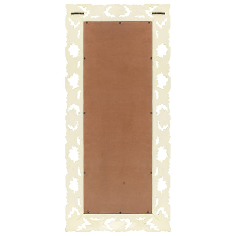 Vidaxx miroir sculpté à la main 110x50 cm bois de manguier massif blanc