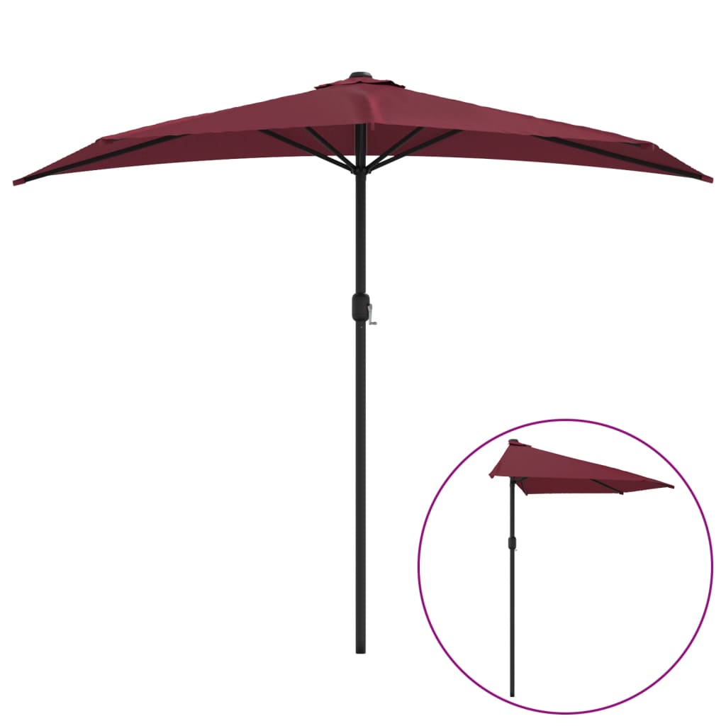 BIDAXL BALCONY PARASOL HALF ALUMINIUM POLE 270x144x222 cm Bordeaux Red