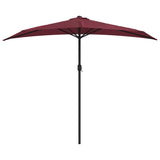 Vidaxl balkon parasol polovina hliníkového pólu 270x144x222 cm bordeaux červená