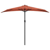 Vidaxl balkonski parasol polovica z aluminijastim drogom 270x144x222 cm terakota