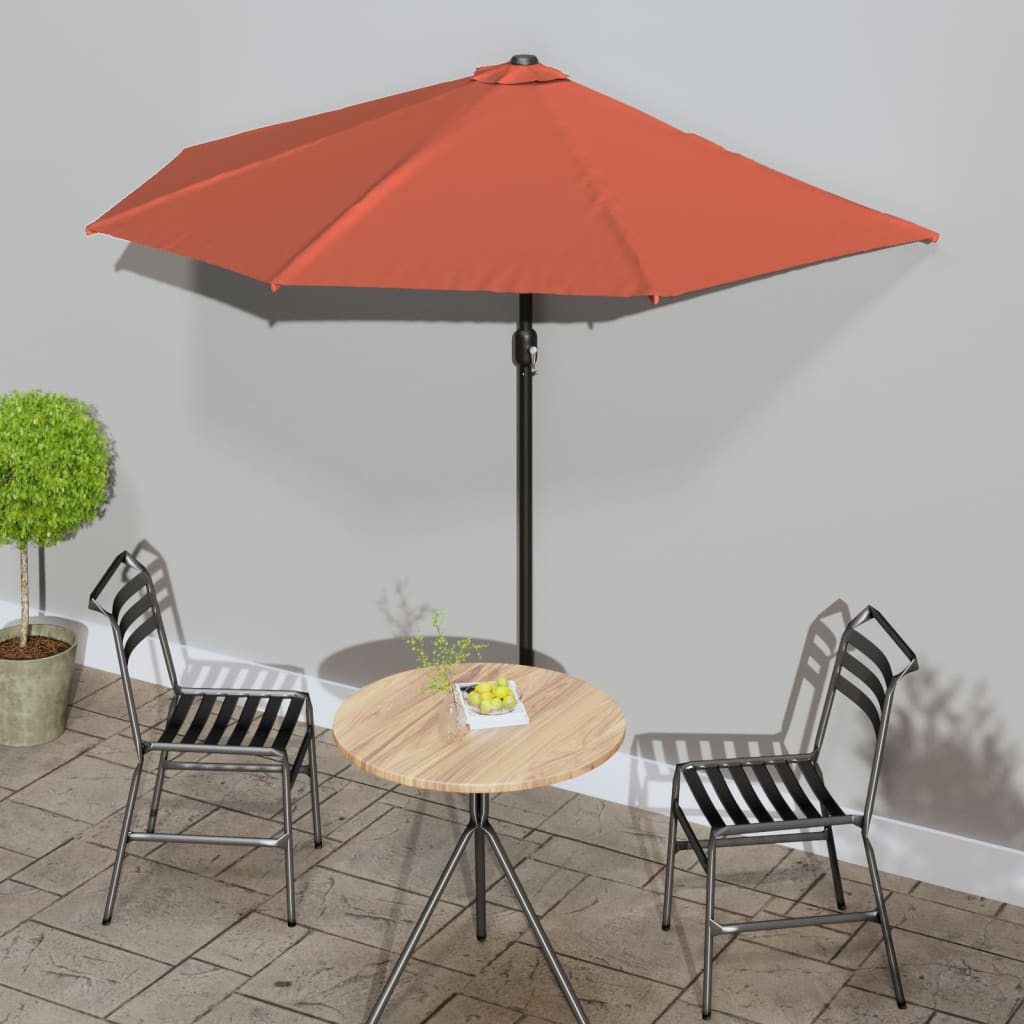 BIDAXL BALCONY PARASOL HALV MED ALUMINUM POLE 270X144X222 CM TERRACOTTA