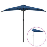 Vidaxl balcon parasol moitié avec poteau en aluminium 270x144x222 cm bleu