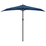 Vidaxl balkonparasol halvt med aluminiumstang 270x144x222 cm blå