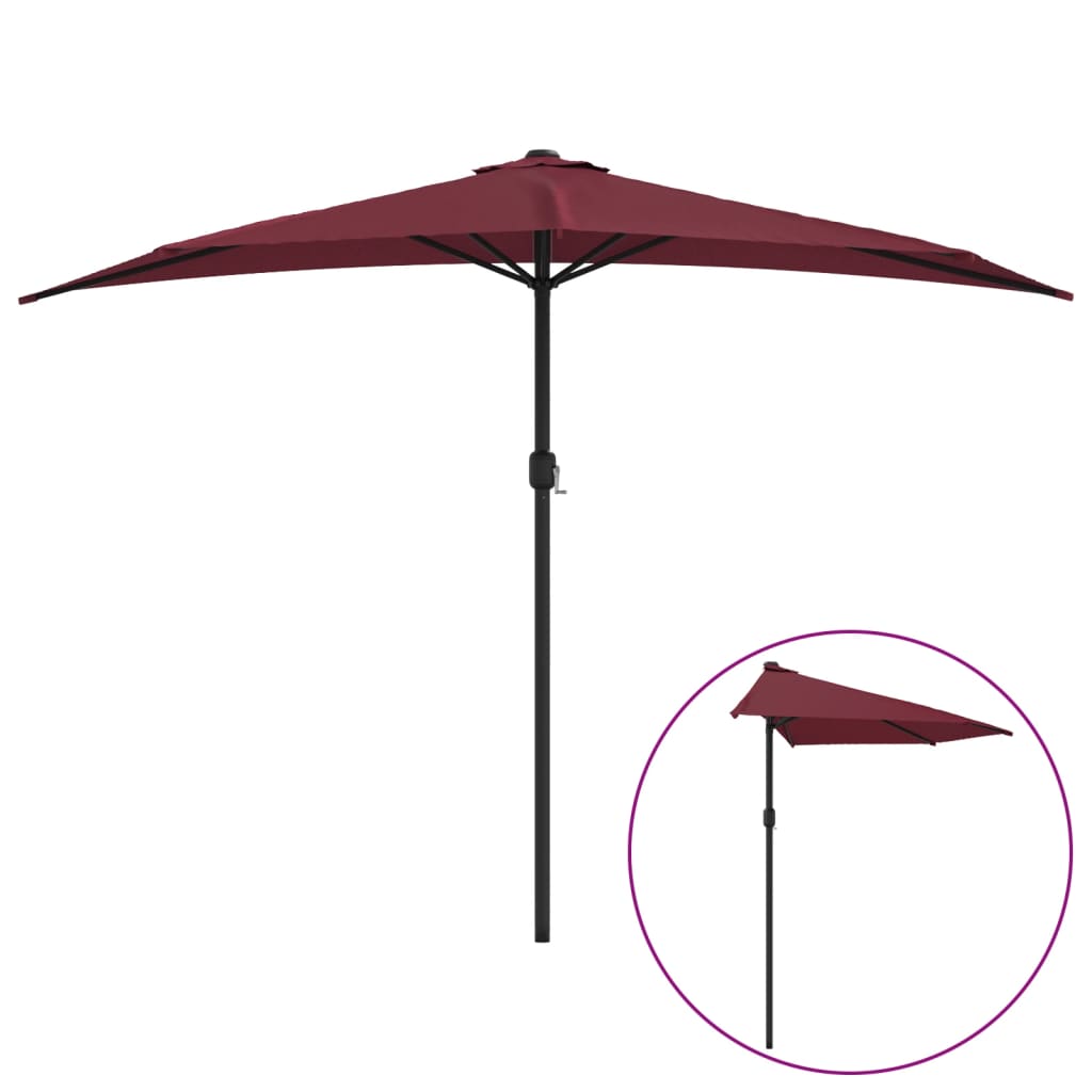 Vidaxl balkonparasol half aluminium paal 300x155x223 cm bordeauxrood