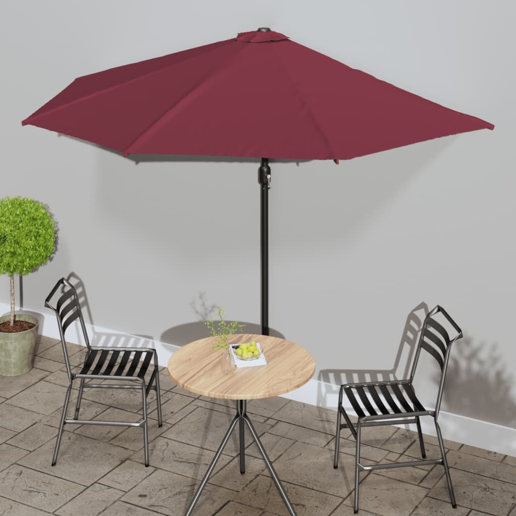 Vidaxl balkonparasol half aluminium paal 300x155x223 cm bordeauxrood