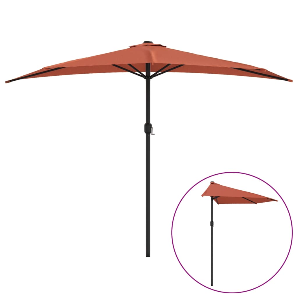 Vidaxl balkonparasol halvt med aluminiumstang 300x155x223 cm terracotta