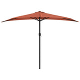 Vidaxl balkonski parasol polovica z aluminijastim drogom 300x155x223 cm terakota