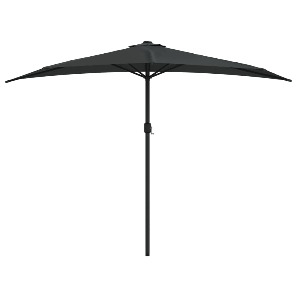 Vidaxl balkon parasol połowa z aluminiowym biegunem 300x155x223 cm czarny