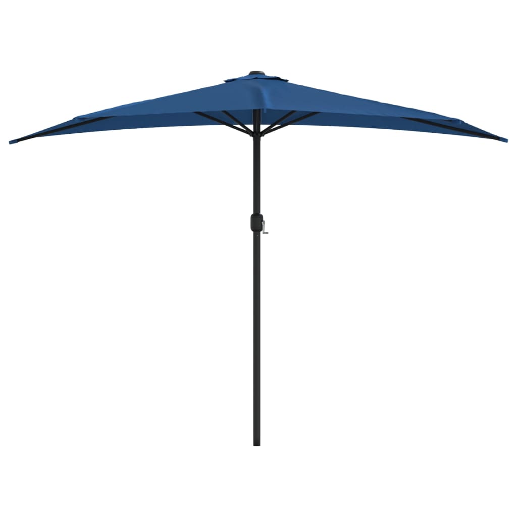 Balkonski parasol vidaxl polovica z aluminijastim drogom 300x155x223 cm modra