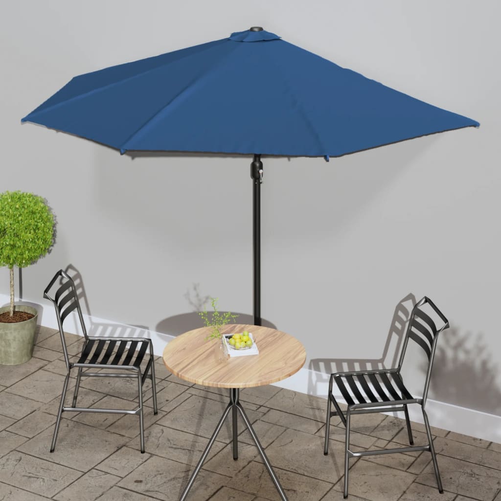 Vidaxl balkonparasol halvt med aluminiumstang 300x155x223 cm blå