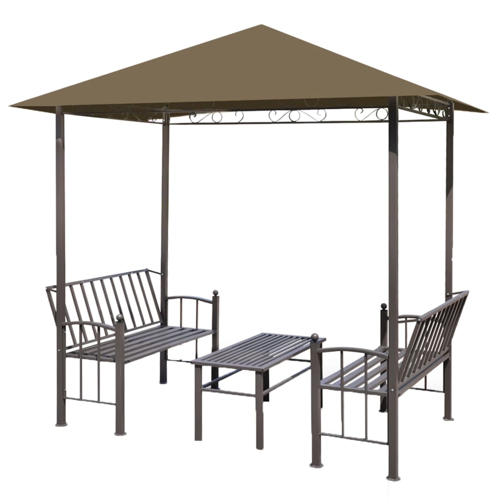 Vidaxl Garden Pavilion avec table et bancs 180 g m² 2,5x1,5x2,4 m taupe