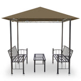 Vidaxl Garden Pavilion med bord og benker 180 g m² 2,5x1,5x2,4 m taupe