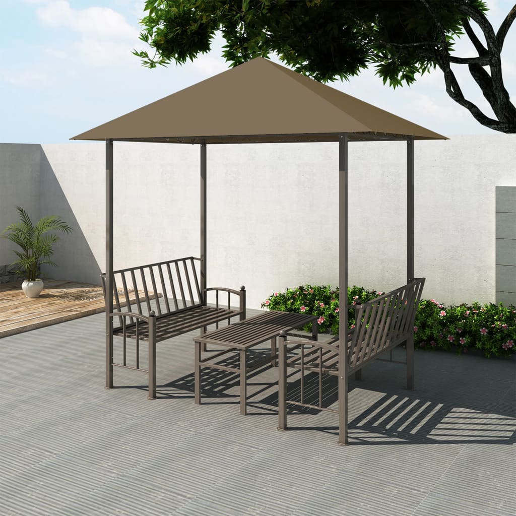 Vidaxl Garden Pavilion med bord og bænke 180 g m² 2,5x1,5x2,4 m taupe