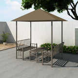 Vidaxl Garden Pavilion med bord og benker 180 g m² 2,5x1,5x2,4 m taupe