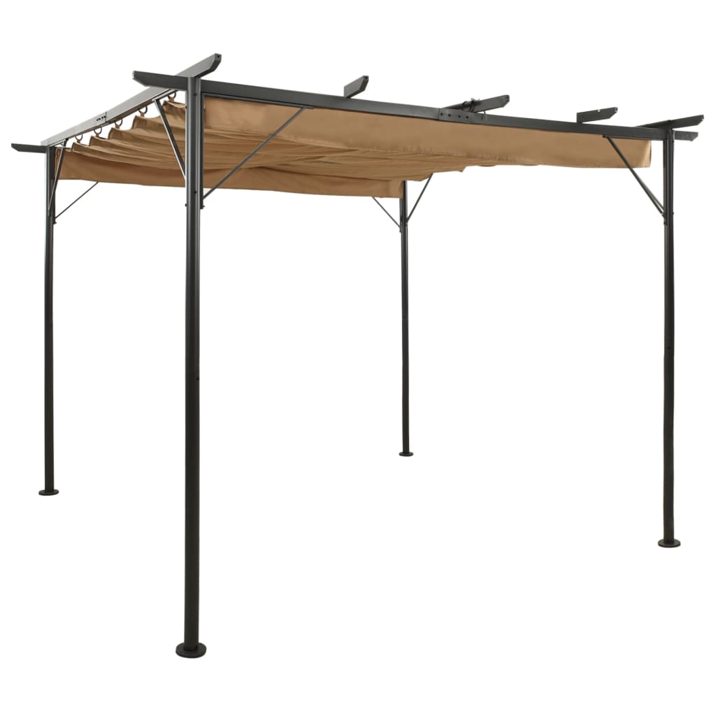 Vidaxl pergola med utdragbart tak 180 g m² 3x3 m stål taupe