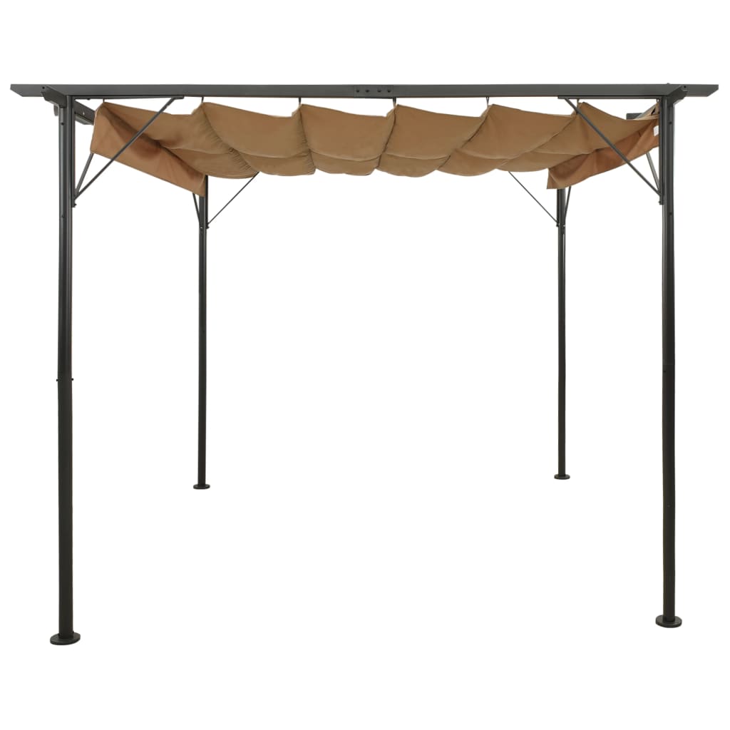 Vidaxl pergola con tetto estensibile 180 g m² 3x3 m in acciaio taupe