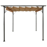 Vidaxl pergola z iztegljivo streho 180 g m² 3x3 m jekleno taupe