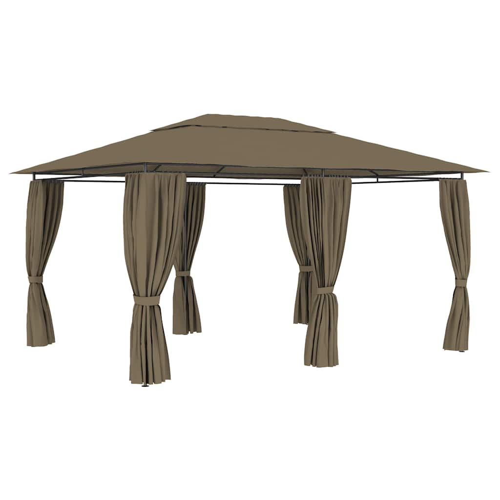 Vidaxxl pavillon de jardin avec rideaux 180 g m² 4x3 m taupe