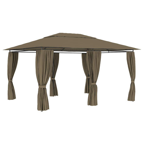 Vidaxxl pavillon de jardin avec rideaux 180 g m² 4x3 m taupe
