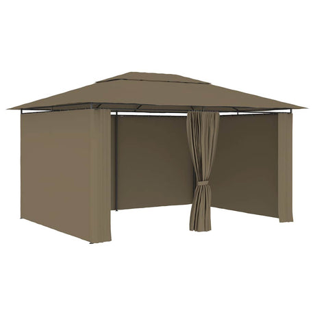 Vidaxxl pavillon de jardin avec rideaux 180 g m² 4x3 m taupe