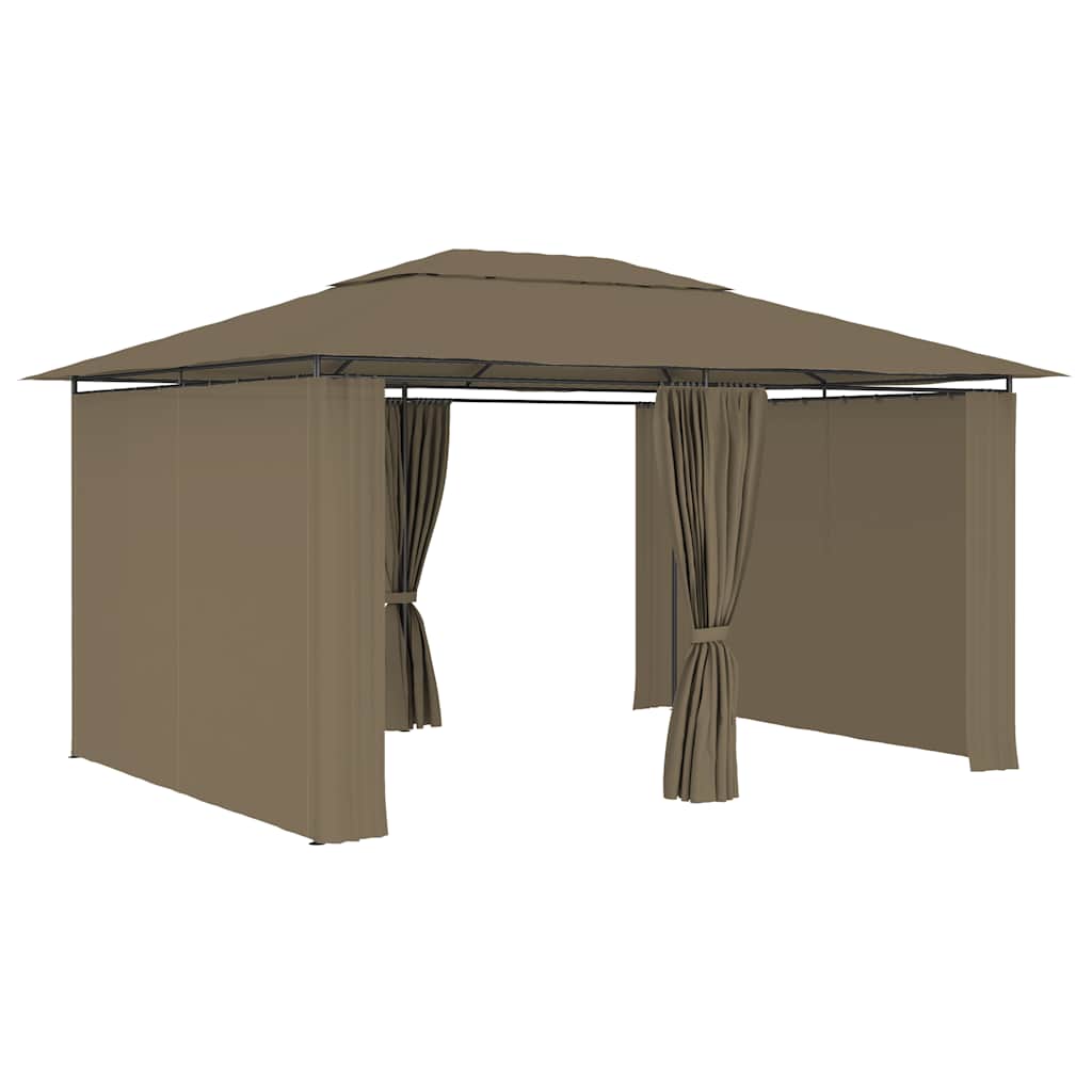 Vidaxxl pavillon de jardin avec rideaux 180 g m² 4x3 m taupe