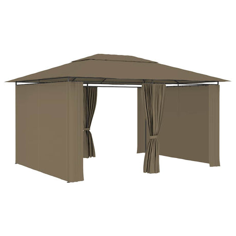 Vidaxxl pavillon de jardin avec rideaux 180 g m² 4x3 m taupe