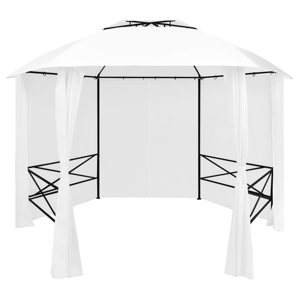 Vidaxl Garden Pavilion med gardiner 180 g m² 360x312x265 cm vit