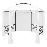 Vidaxl Garden Pavilion med gardiner 180 g m² 360x312x265 cm vit