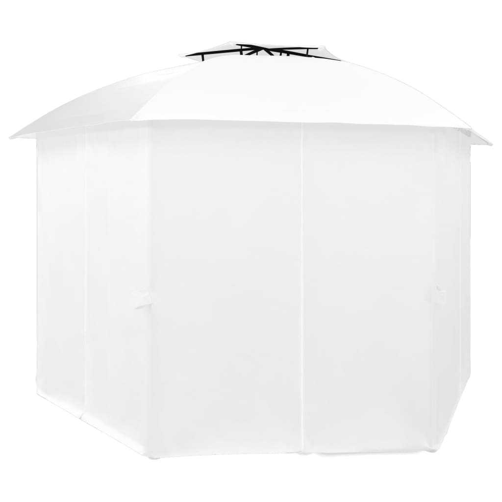 Vidaxl Garden Pavilion med gardiner 180 g m² 360x312x265 cm vit