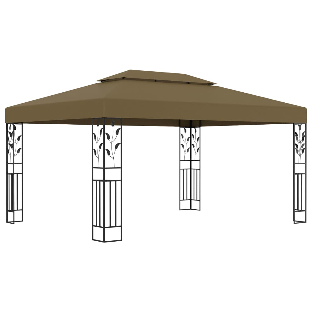 Vidaxl arbor with double roof 180 g m² 3x4 m taupe