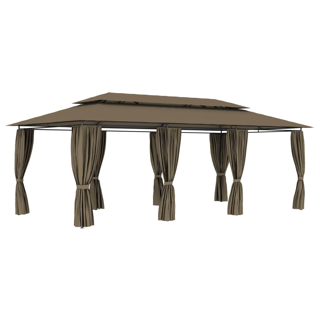 Vidaxl Arbor z zavesami 180 g m² 600x298x270 cm taupe