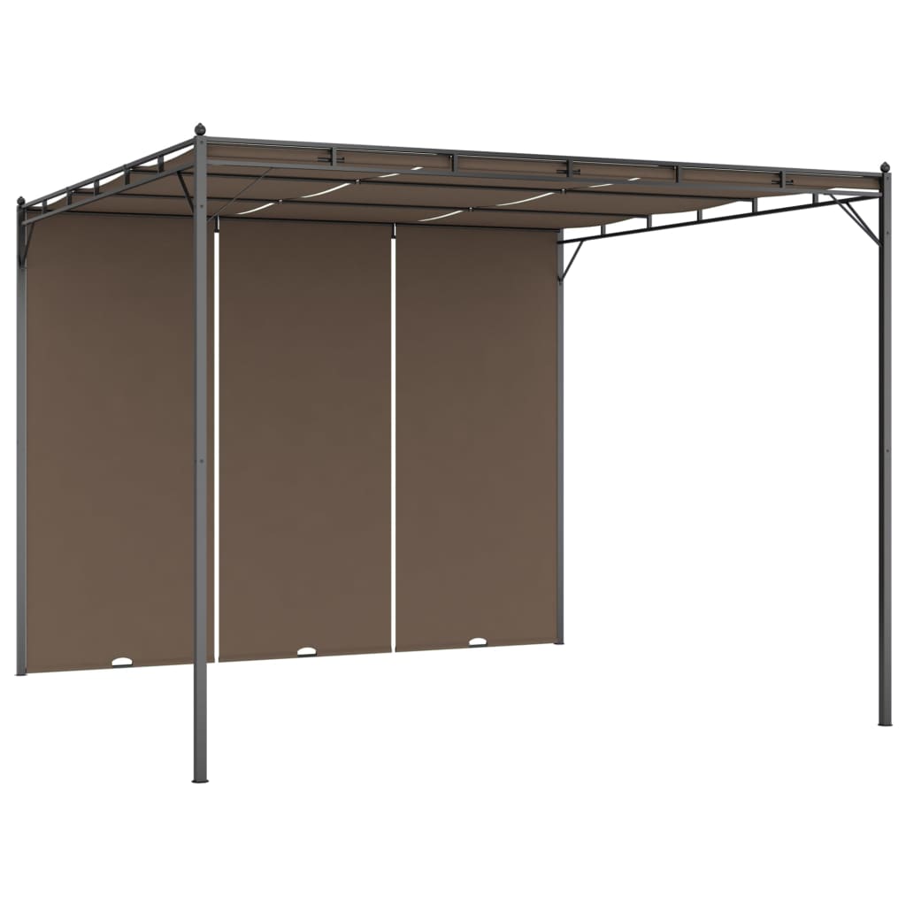 VidaXL Tuinprieel met zijgordijn 3x3x2,25 m taupe