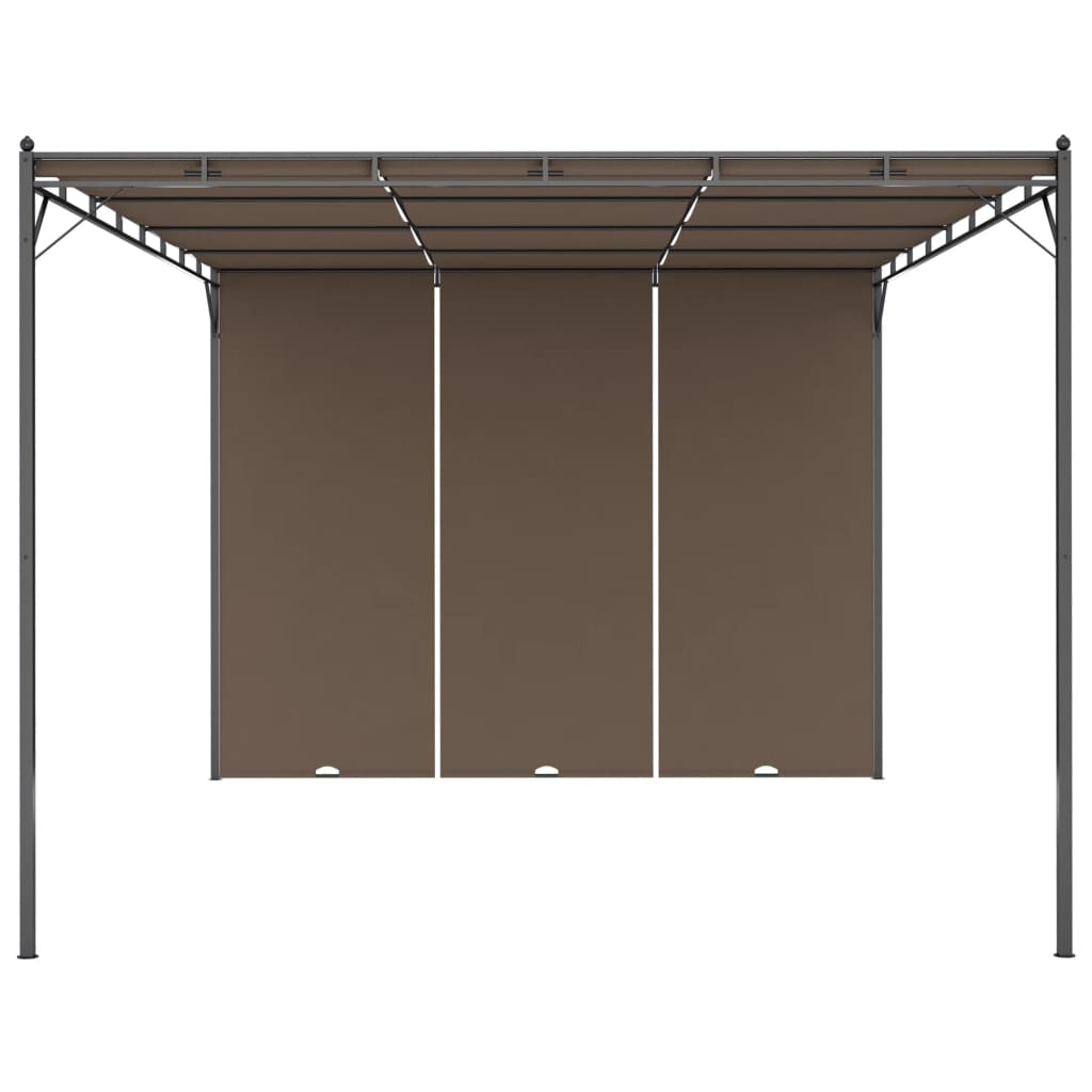 VidaXL Tuinprieel met zijgordijn 4x3x2,25 m taupe