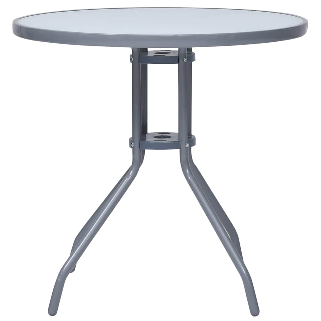 Vidaxl tuintafel 80 cm staal en glas lichtgrijs