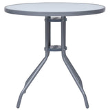 Vidaxl tuintafel 80 cm staal en glas lichtgrijs