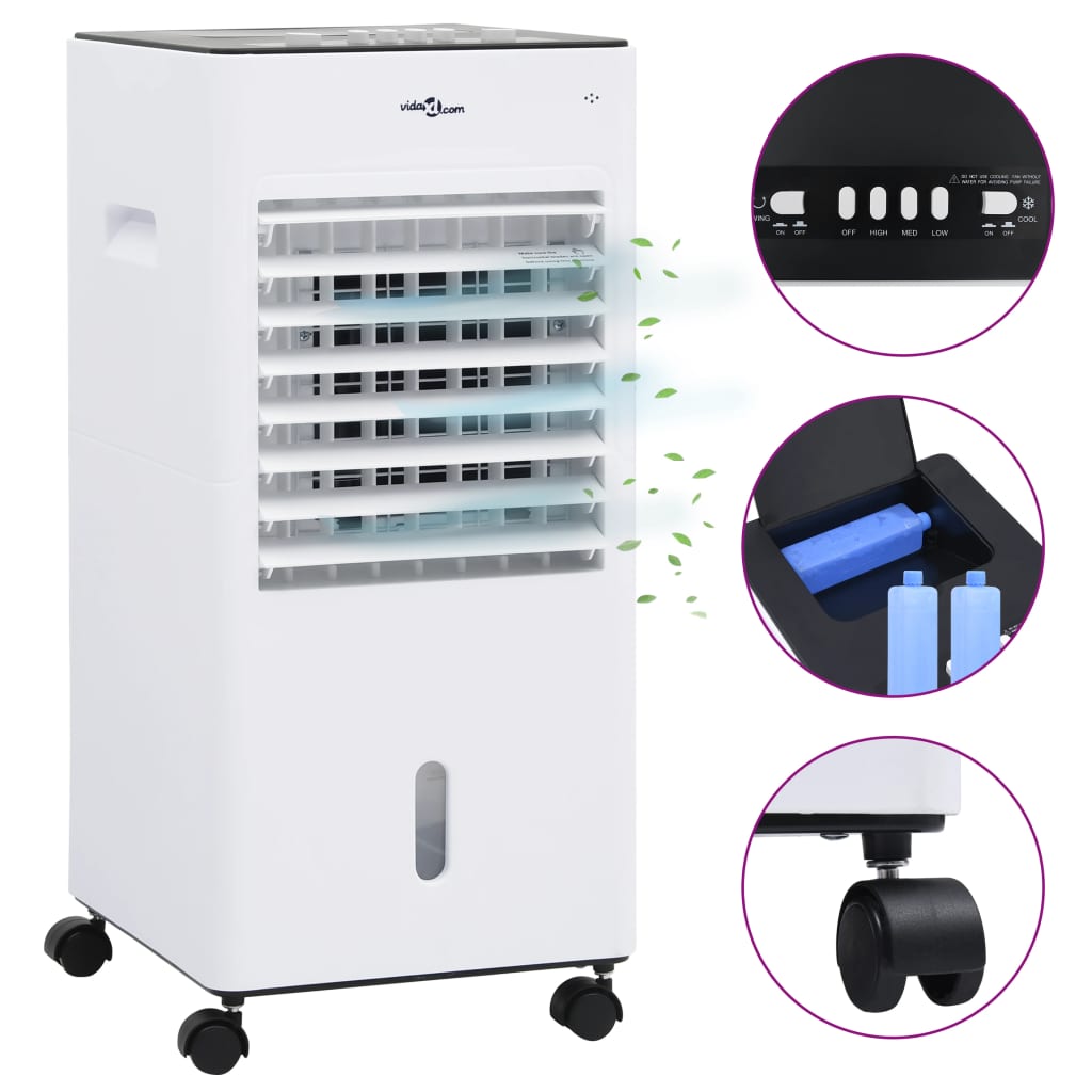 Vidaxl Air refroidisseur mobile 3-en-15 W 61x31x27 cm blanc et noir