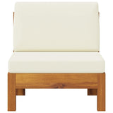 Vidaxl middenbank met crèmewitte kussens massief acaciahout