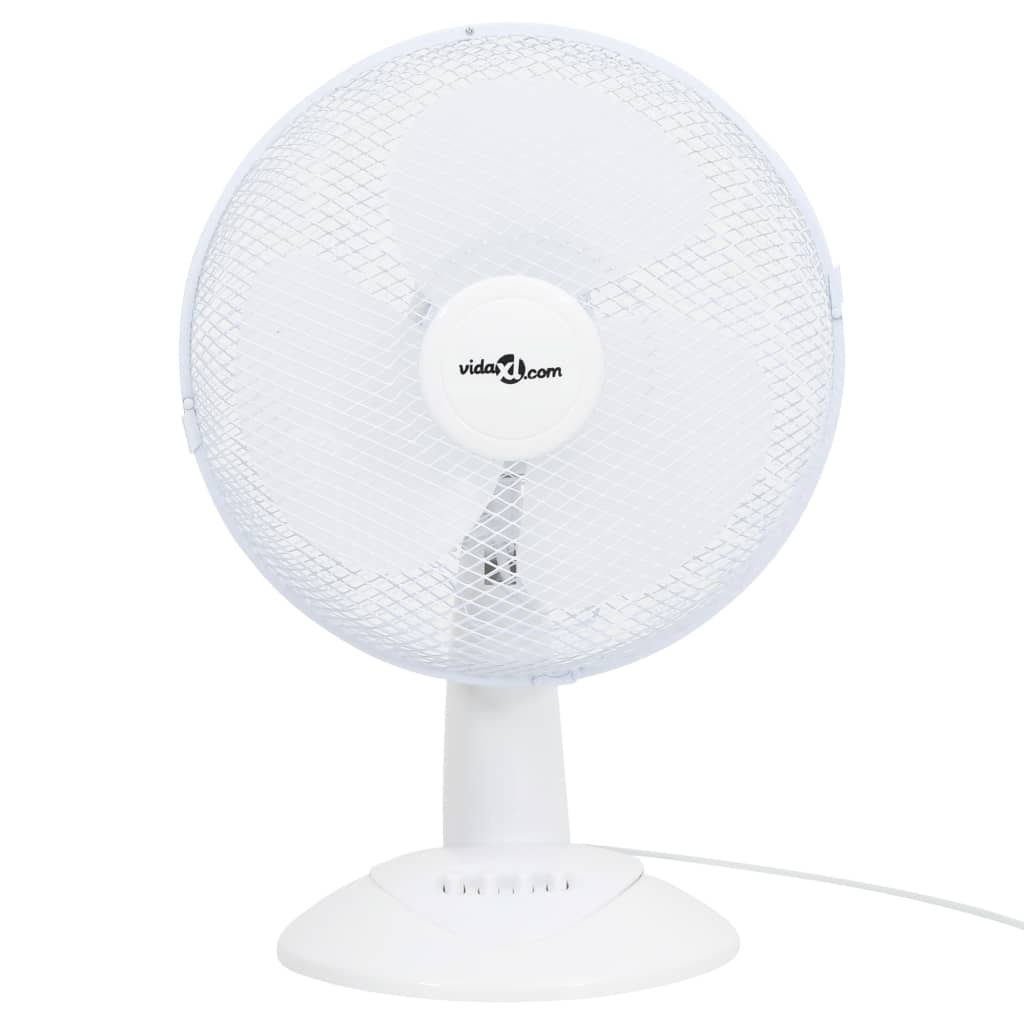 VIDAXL TABLE FAN 3 vitesses de 40 W 30 cm Blanc