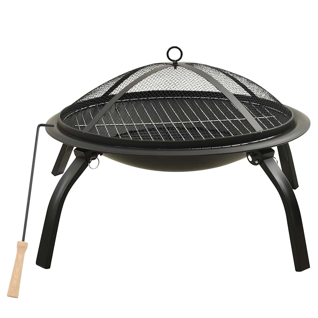 Vidaxl Fire Bowl und Grill 2-in-1 mit Poker 56x56x49 cm Stahl