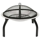 Vidaxl Fire Bowl et barbecue 2-en-1 avec poker 56x56x49 cm en acier inoxydable