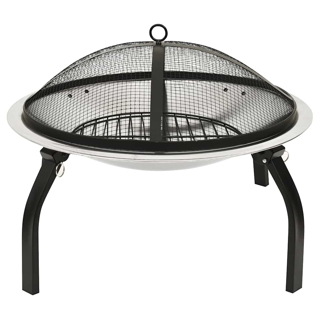 Vidaxl Fire Bowl og grill 2-i-1 med poker 56x56x49 cm rustfritt stål