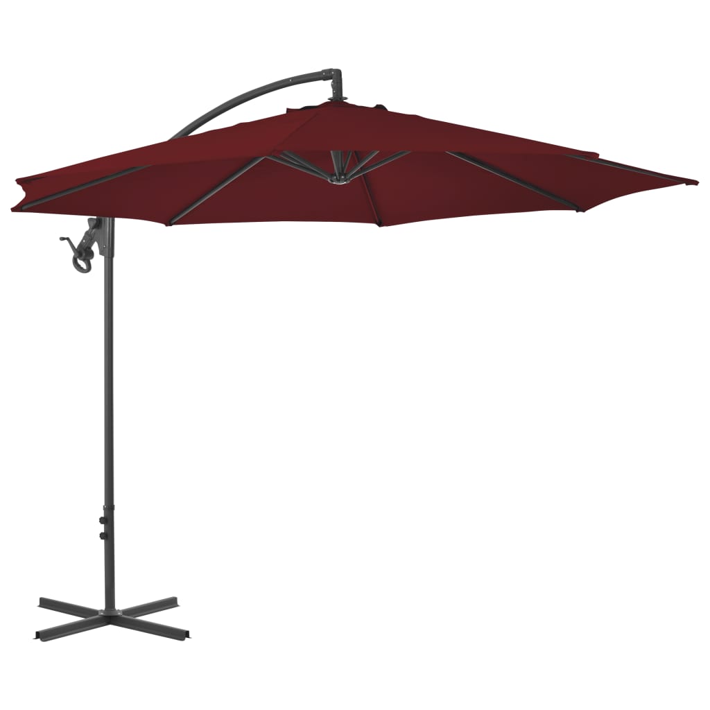 Vidaxl Parasol flotante con poste de acero 300 cm Burdeos rojo