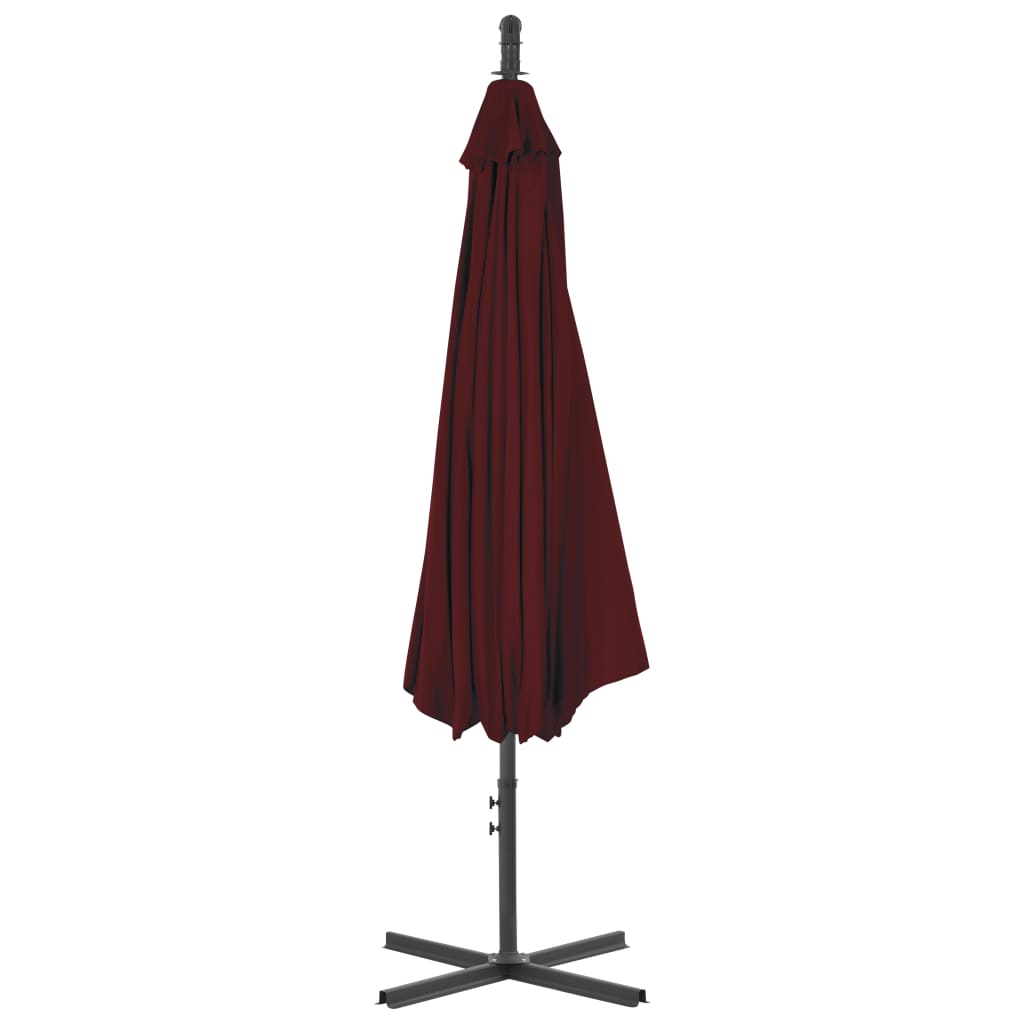 Vidaxl Parasol flottant avec poteau en acier 300 cm Bordeaux rouge